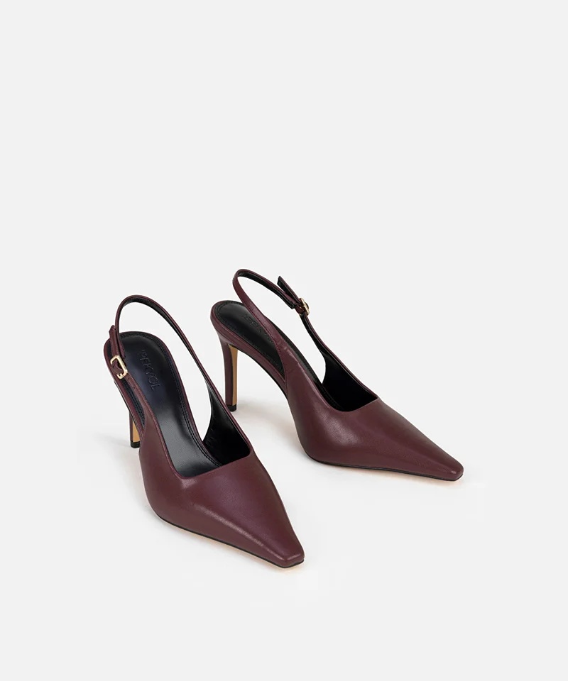 ابيكول Faux Leather Slingback Heels